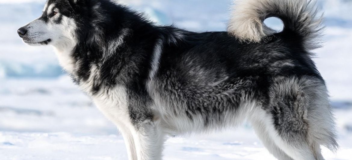 Greenland Dog black and white arctic spitz