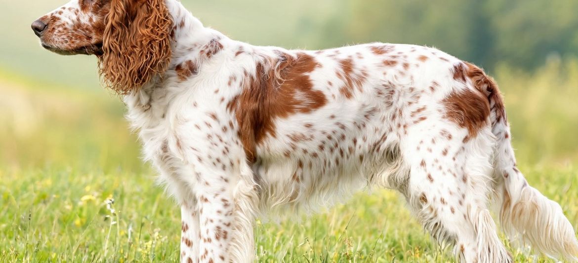French Spaniel brown and white feathered