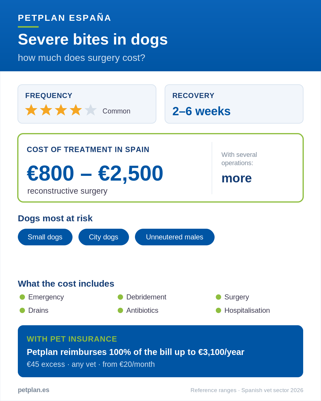 Infographic: cost of severe dog bite surgery in Spain