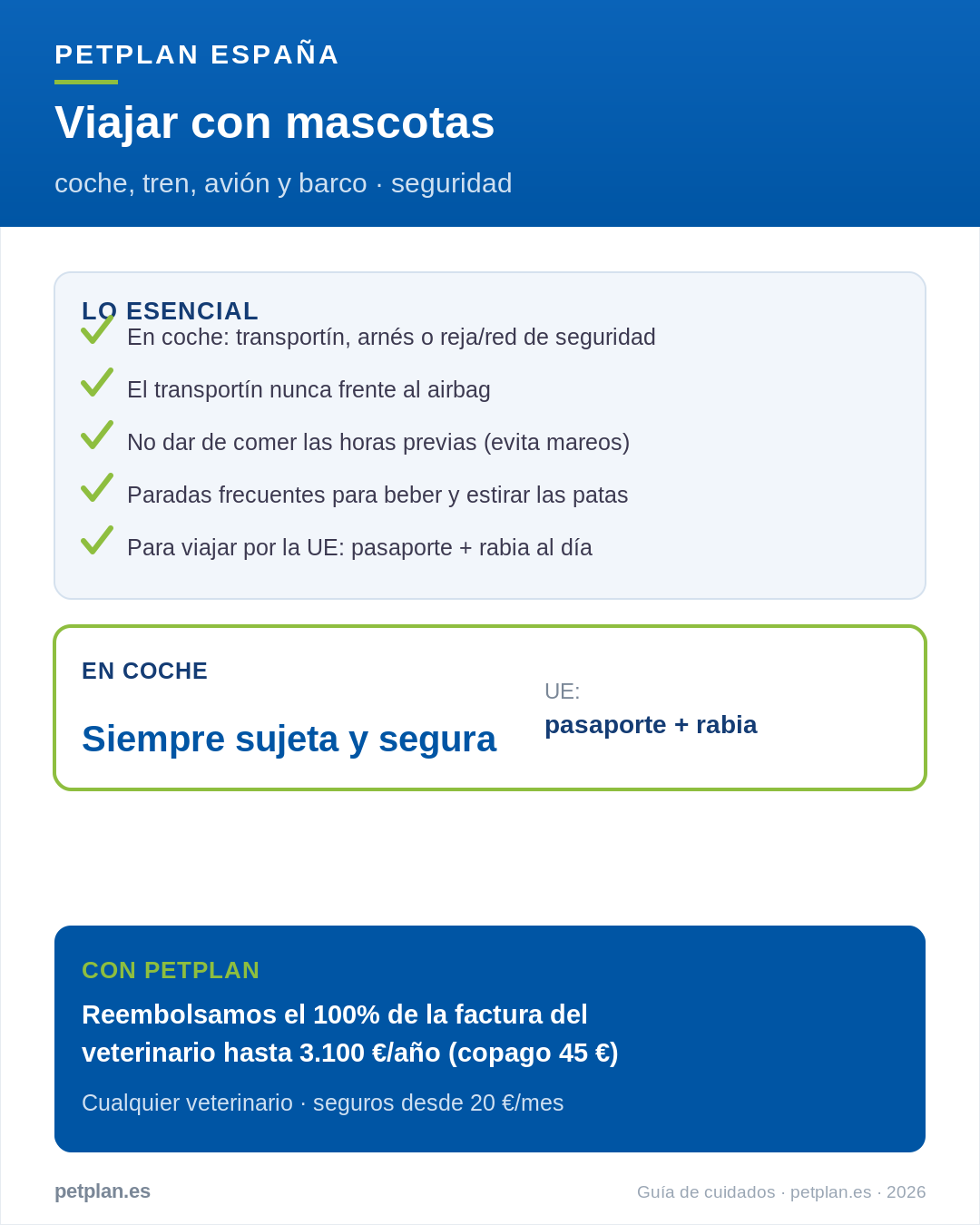 Infografía: viajar con mascotas de forma segura